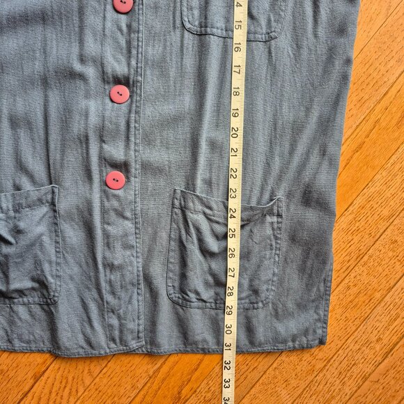 Raw Silk Vintage Dalmy's Top Cardigan Jacket Utility Safari S - Picture 12 of 13